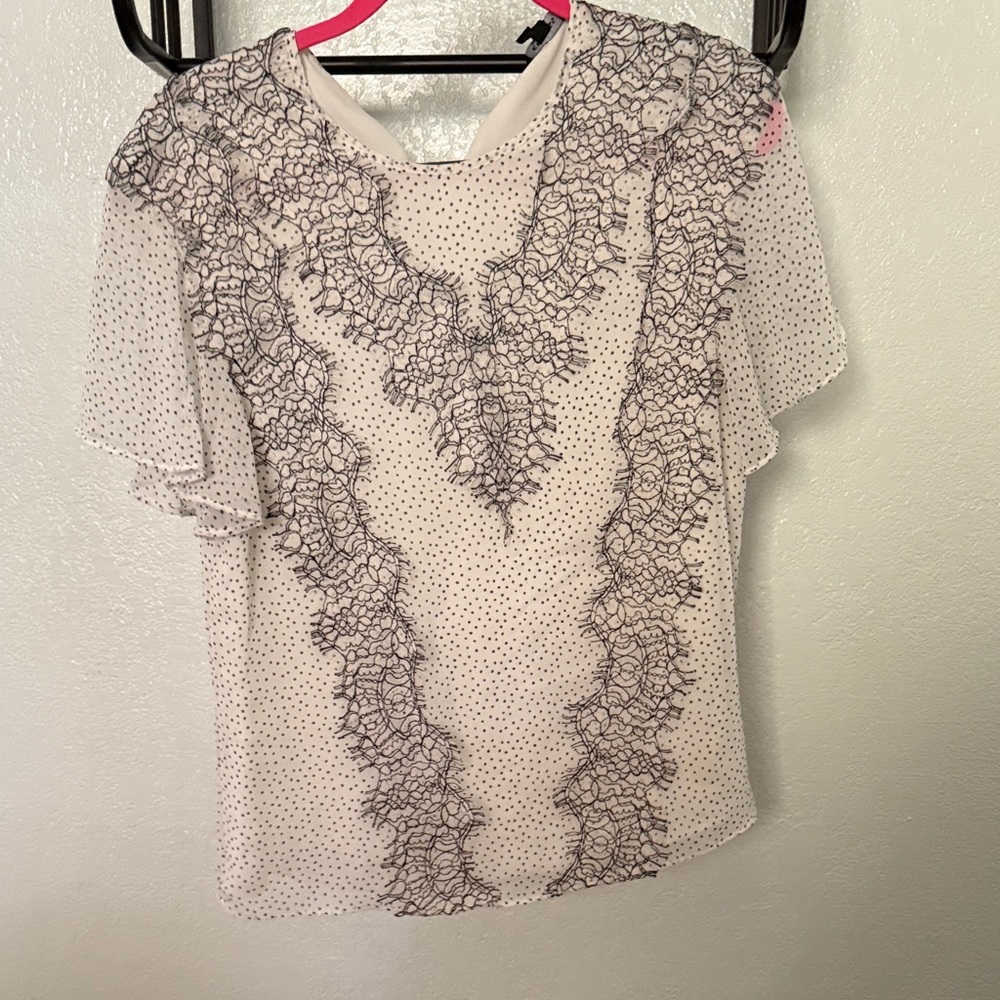 Express Cream and Black Lace Blouse